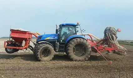 Tractor Hire Aberdeenshire and North Scotland - tractor with sowing attachments